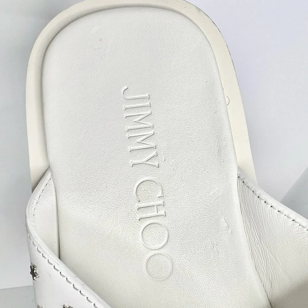 JIMMY CHOO Palmo Star Studded Leather Slides